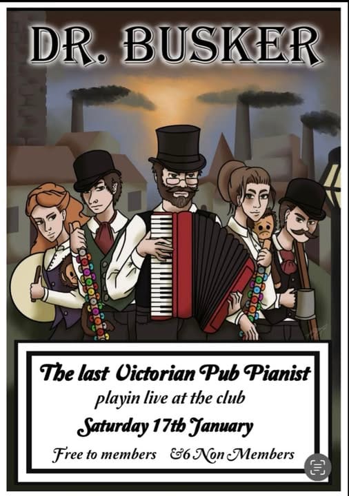 Dr Busker Victorian pub pianist live show poster